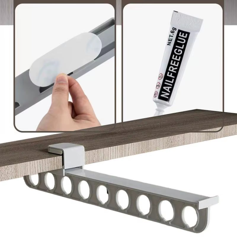 Retractable Wardrobe Rail Clothes Hanger Towel Coat Rack Closet Cabinet Storage Organizer Pull Out Hanging Wardrobe Rail Rod