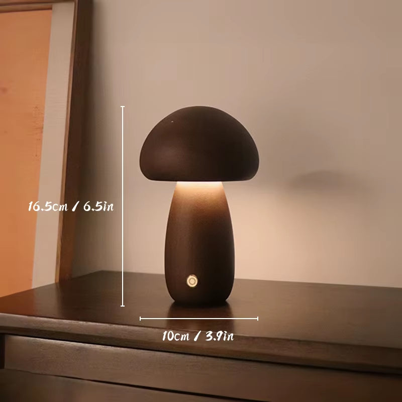 Lámpara nocturna con forma de setas de madera