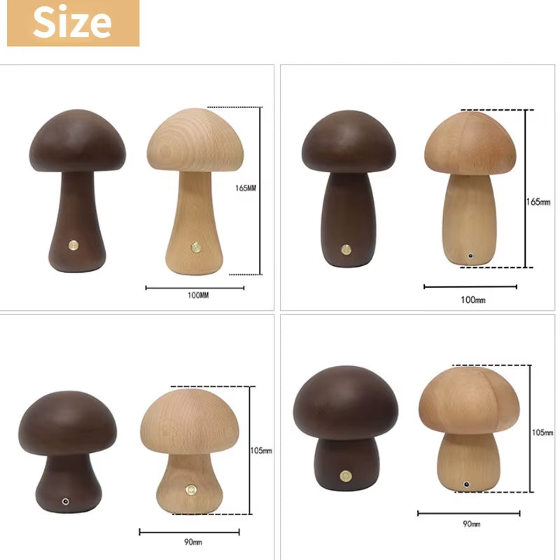 Lámpara nocturna con forma de setas de madera