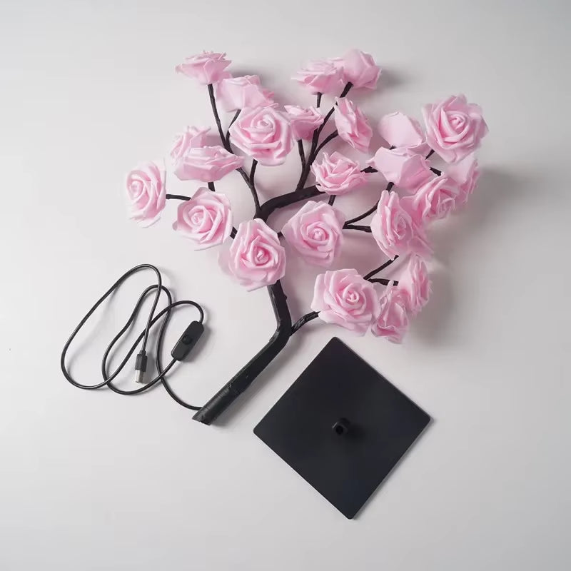 LED Table Lamp Rose Flower Tree USB Night Lights Home Decoration