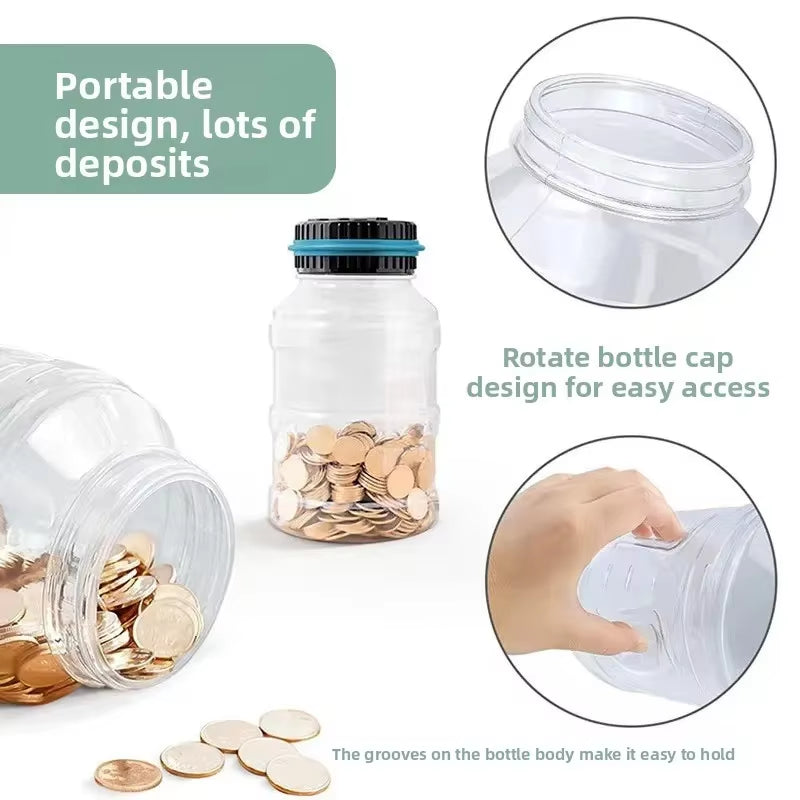 Creative Smart Counting Piggy Bank 1.8L Pound, Euro and Dollar Piggy Bank Large Bucket Piggy Bank