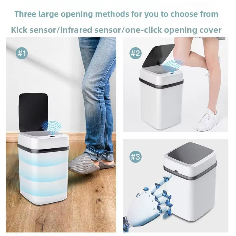 13L Smart Sensor Trash Can Fully Automatic Waterproof for Kitchen Living Room Household Bathroom Toilet Garbage Bin