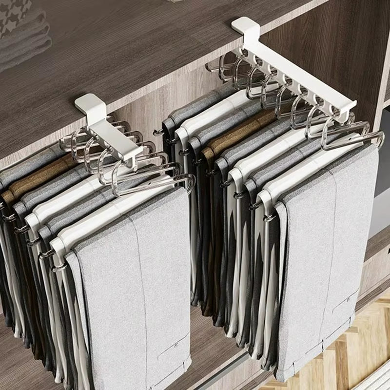Retractable Wardrobe Rail Clothes Hanger Towel Coat Rack Closet Cabinet Storage Organizer Pull Out Hanging Wardrobe Rail Rod