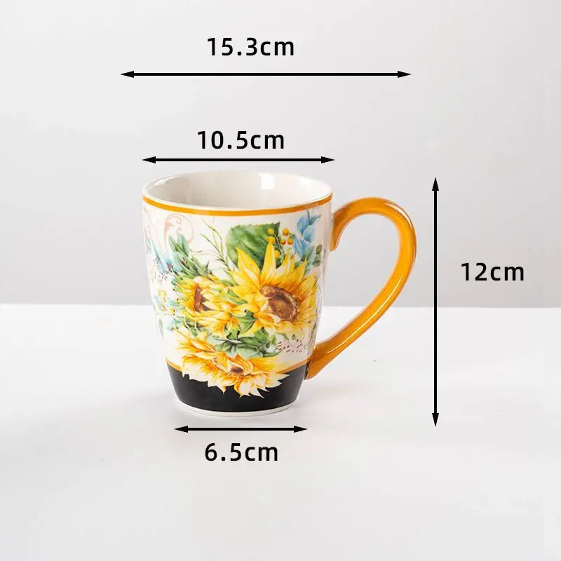 European Ceramic Strawberry Mushroom Coffee Cup with Lid Creative Cartoon Ceramic Mug Exquisite Afternoon Tea Latte Coffee Mug