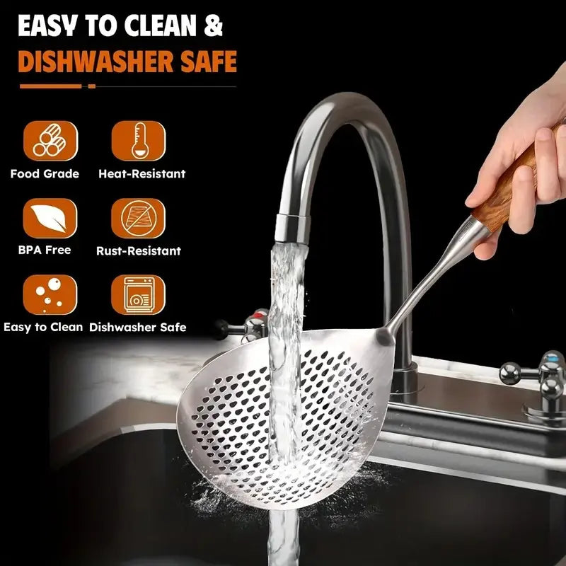 Fine Mesh Stainless Steel Colander - 2026 Upgraded Version Ultra-Fine Filter Mesh with Handle, Oil Filter Spoon, Food Strainer for Kitchen