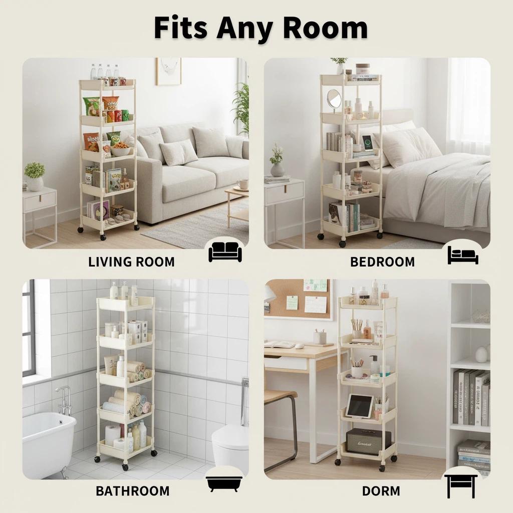 Multifunctional Rolling Storage Cart – Multi-Layer Organizer Shelf with Wheels