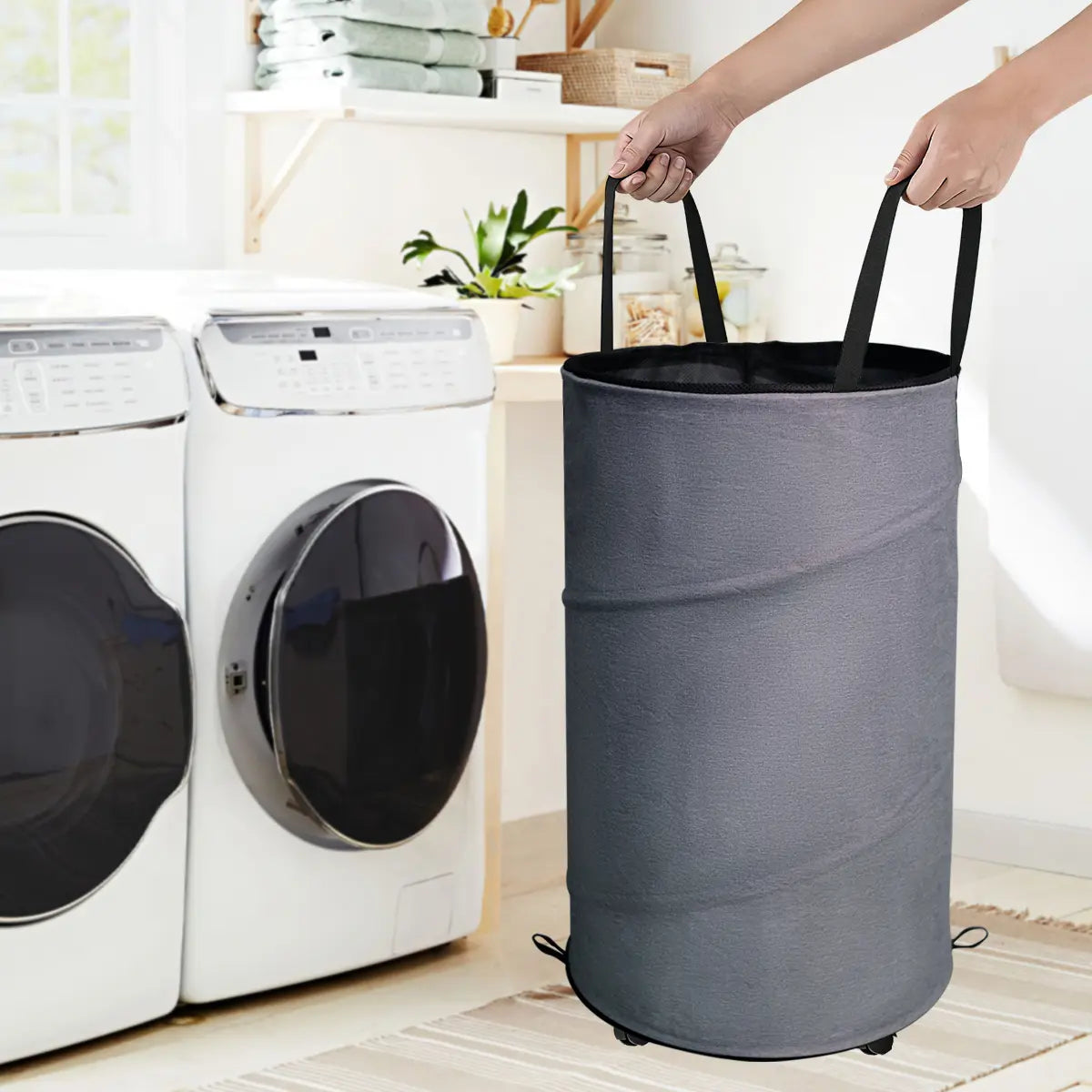 30Gal 109L Collapsible Laundry Baskets - Foldable Pop up Hampers for Laundry - Upgrade Oxford Laundry Hamper with Reinforced Handles for Bedroom, Bathroom, Kids Room, Dorm, Travel, Storage Organizer