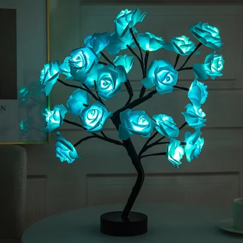 LED Table Lamp Rose Flower Tree USB Night Lights Home Decoration