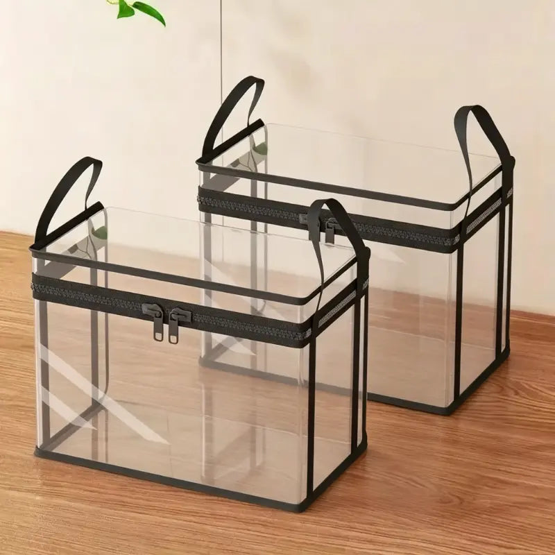Large Clear Thick Plastic Storage Box with Hinged Lid, Heavy-Duty Durable High Capacity Organizer, Perfect for Home, Camping, Travel, Attic and Moving