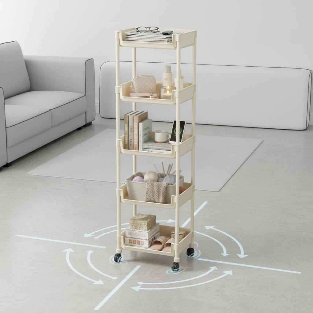 Multifunctional Rolling Storage Cart – Multi-Layer Organizer Shelf with Wheels
