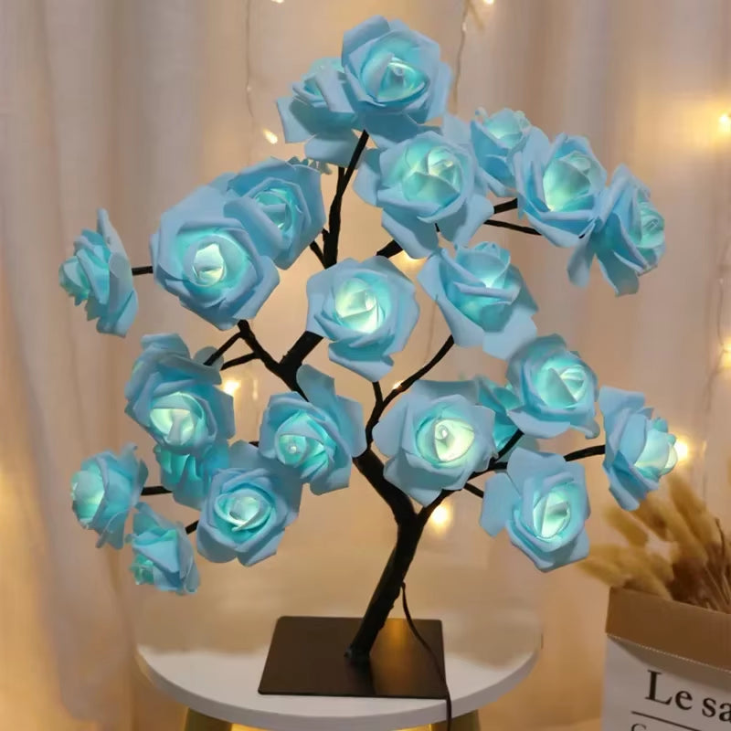 LED Table Lamp Rose Flower Tree USB Night Lights Home Decoration