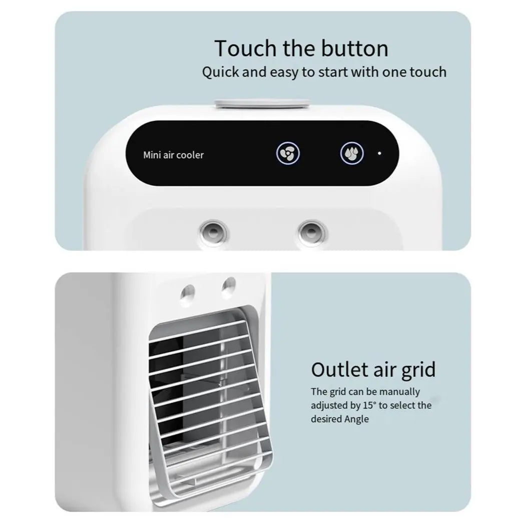 Portable Air Cooler Evaporative, Battery Powered Fan, Personal Portable AC with 2 Speeds & 2 Mist Modes, Rechargeable Air Cooler with 1800Mah Battery, Quiet Air Cooler for Room Car Office Outdoor