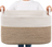 75L Large Cotton Rope Storage Basket – Woven Blanket & Toy Organizer with Handles