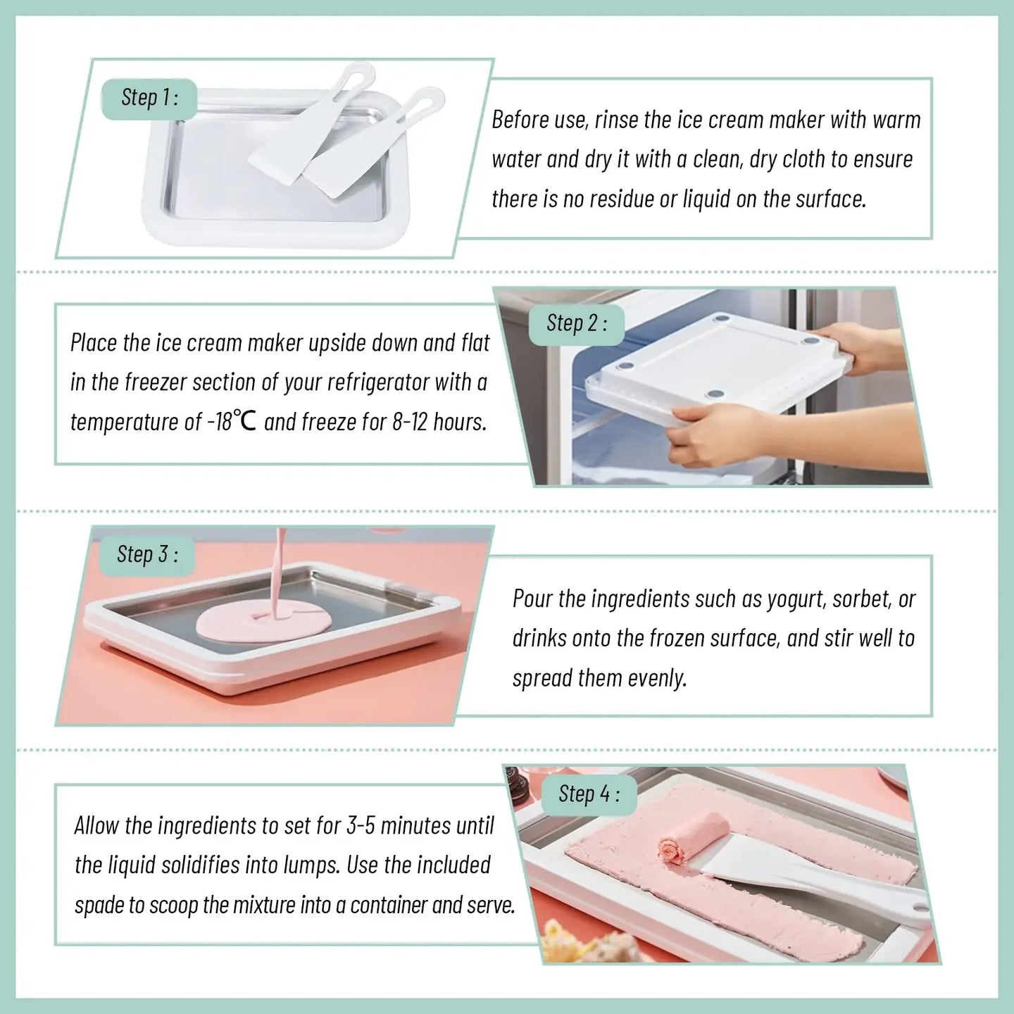 Multifunctional Rolled Ice Cream Maker - Cold Sweet Fried Ice Pan - DIY Household Frozen Yogurt Maker - for Homemade Stir-Fried