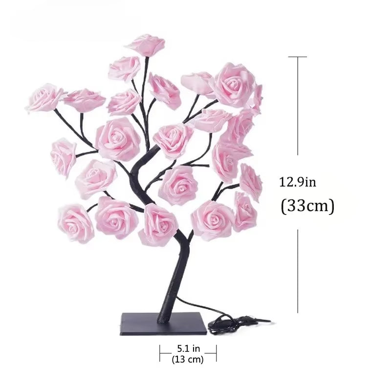 LED Table Lamp Rose Flower Tree USB Night Lights Home Decoration
