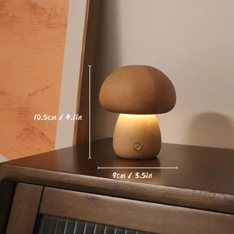 Lámpara nocturna con forma de setas de madera