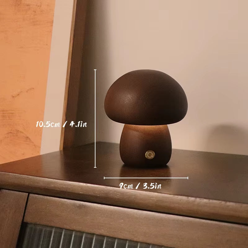 Lámpara nocturna con forma de setas de madera