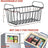 VANCASTLE Freezer Organizer Bins with Foldable Handle, Stackable Freezer Baskets for 3.5-7 Cu.Ft Deep Chest Freezer Organization, Coated Metal Freezer Storage Bins with Better Space Utilization