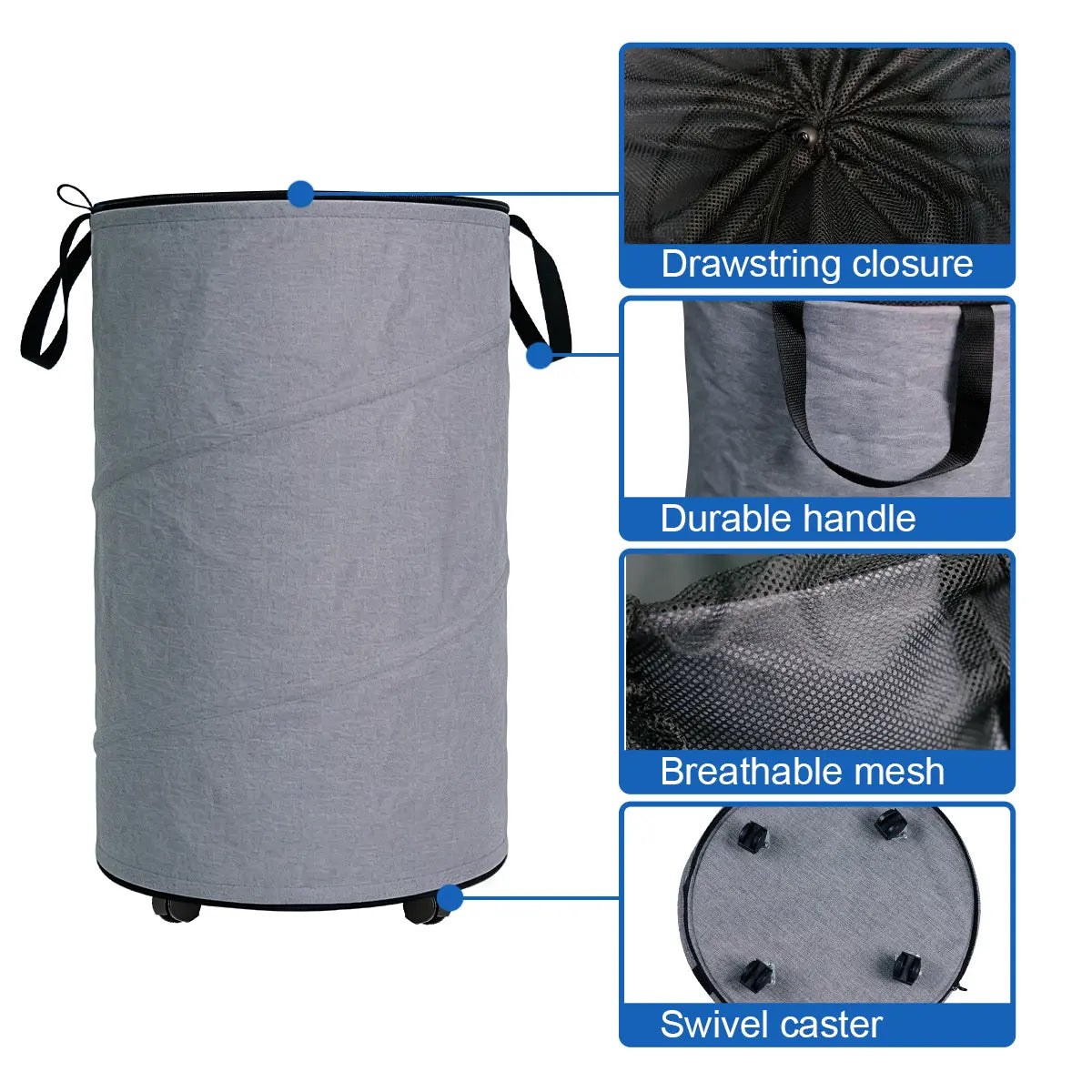 30Gal 109L Collapsible Laundry Baskets - Foldable Pop up Hampers for Laundry - Upgrade Oxford Laundry Hamper with Reinforced Handles for Bedroom, Bathroom, Kids Room, Dorm, Travel, Storage Organizer