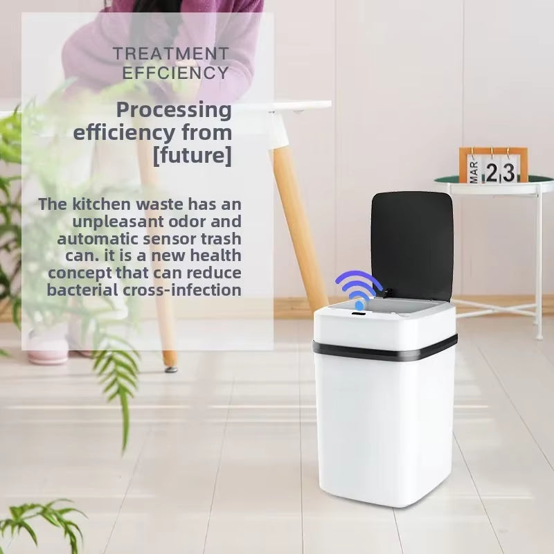 13L Smart Sensor Trash Can Fully Automatic Waterproof for Kitchen Living Room Household Bathroom Toilet Garbage Bin